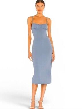 danielle bernstein satin midi dress Danielle Bernstein Womens Satin Midi Slip Dress Blue 16